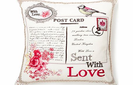 Pink Vintage postcard cushion, pink 1859850528