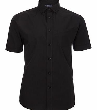 Plain Black Short Sleeve Shirt, Black BR51P13BBLK