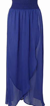 Plain Cobalt Sheer Maxi Sarong Skirt, bright