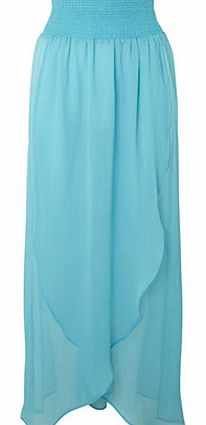 Bhs Plain Turquoise Sheer Maxi Sarong Skirt,