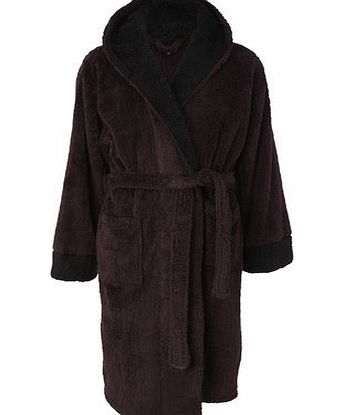 Plum Hooded Super Soft Dressing Gown, Red