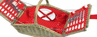 Bhs Polka Dot 4 Person Flap Hamper, red/white