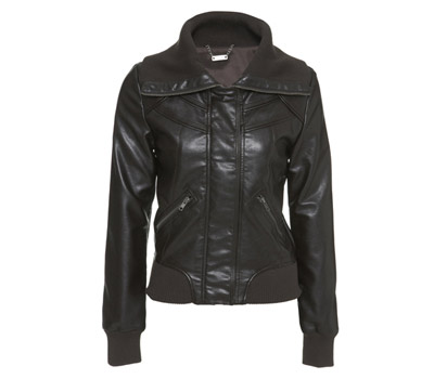 bhs PU rib collar bomber