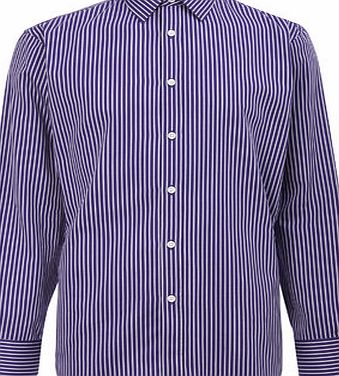 Purple Bold Stripe Point Collar Shirt, Purple