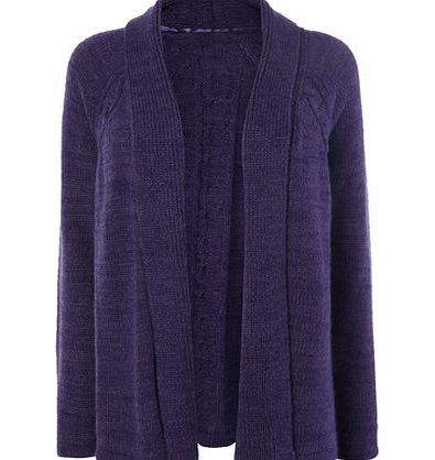 Bhs Purple Cable Back Open Front Longline Cardigan,