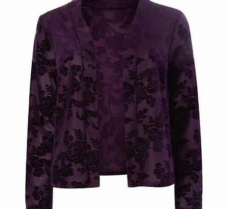 Bhs Purple Devore Detail Floral Kimono Jacket,
