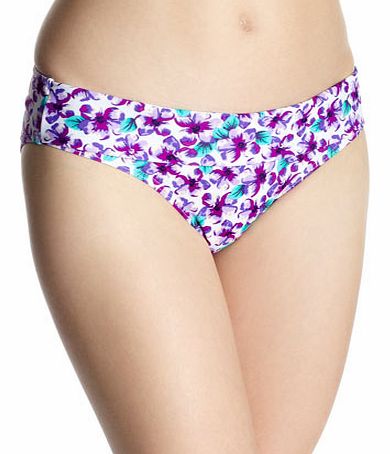 Purple Floral Print Bikini Pant, purple multi