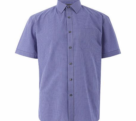 Purple Navy Check Short Sleeve Shirt, Blue