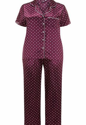 Bhs Purple Spot Satin Pyjama Set, purple 12613300924