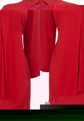 Bhs Red 3/4 Sleeve Chiffon Insert Shirt, red