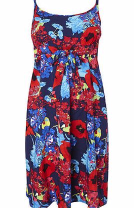 Bhs Red And Blue Poppy Print Flippy Dress, navy