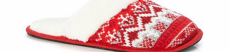 Bhs Red Fairisle Padder Slipper, red 6007210007