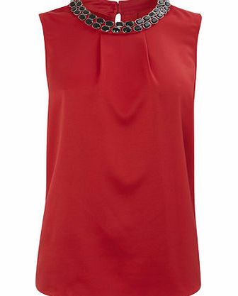 Bhs Red Neck Trim Shell Top, red 8616593874