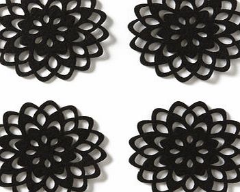 Bhs Round Black Felt Cutout Set of 4 Coasters, black