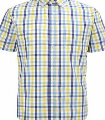 Bhs Short Sleeve Check Shirt, Yellow BR51A15GYLW