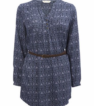 Bhs Silver Blue Printed Belted Tunic, silver blue