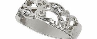 Bhs Silver Cut Out Swirl Ring, crystal 12178060240