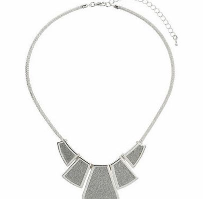 Bhs Silver Glitter Drop Section Necklace, silver