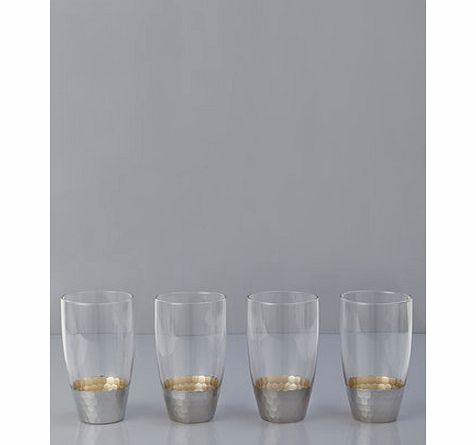 Bhs Silver hammered set of 4 hiball glasses, clear