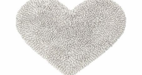 Soft grey chenille heart mat, grey/white