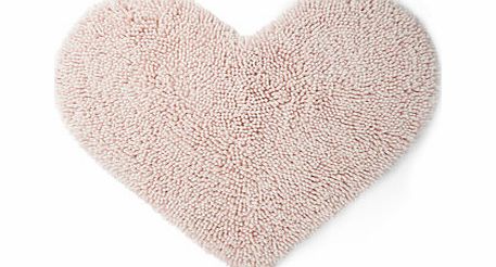 Soft pink chenille heart mat, pink/white