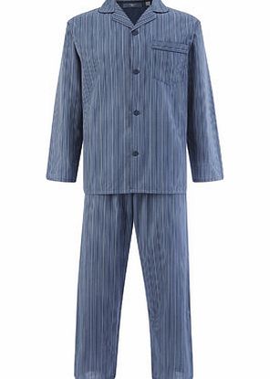 Bhs Stripe Easy Care Pyjamas, Blue BR62J16FDMB
