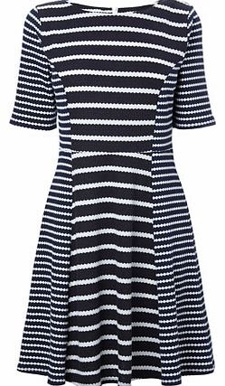 Stripe Fit & Flare Dress, navy/white 8615674096