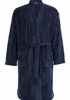 Bhs Supersoft Blue Kimono Dressing Gown, Blue