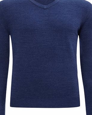 Bhs Supersoft Blue V Neck Jumper, Blue BR53A04FBLU