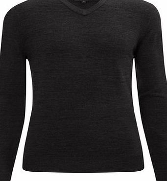 Bhs Supersoft Charcoal Grey V Neck Jumper, Grey