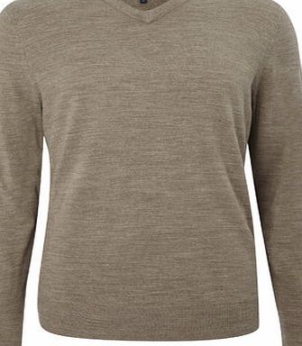 Bhs Supersoft Dark Stone V Neck Jumper, STONE