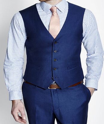 Bhs Tailored Blue 3 Piece Suit Waistcoat, Blue