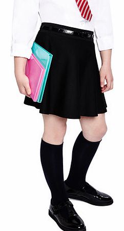 Tammy Black Belted Jersey School Skater Skirt,