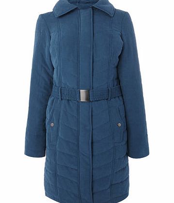 Bhs Teal Long Belted Padded Coat, dark teal 9853490878
