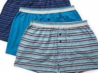 Bhs Teal Mix 3 Pack Stripe Boxers, Green BR60J01EGRN