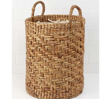 Textured water hyacinth laundry basket, natural