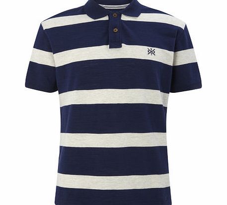 Bhs Trait Block Stripe Pique Polo Shirt, ROYAL