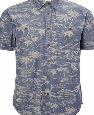 Bhs Trait Chambray Hawaiian Print Shirt, Blue