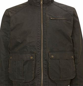Trait Mock Leather Harrington Jacket, Brown