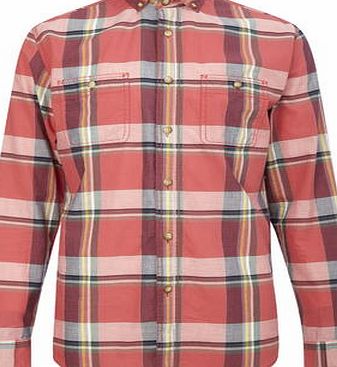 Bhs Trait Red Cotton Checked Shirt, Red BR51T03GRED