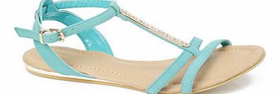 Bhs Turquoise Metal Trim H Bar Sandals, Turquoise