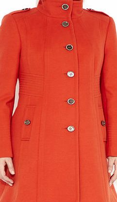 Bhs Wallis Orange Multistitch Funnel Coat, orange