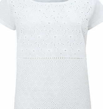Bhs White Broiderie Front Top, white 2425030306