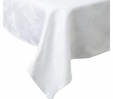 White Butterfly jacquard square tablecoth, white