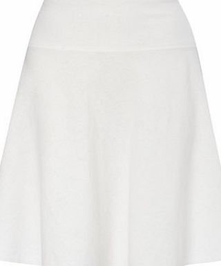 White Flippy Linen Blend Skirt, white 2207910001