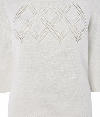 Bhs White Geo Pointelle Jumper, white 588310306
