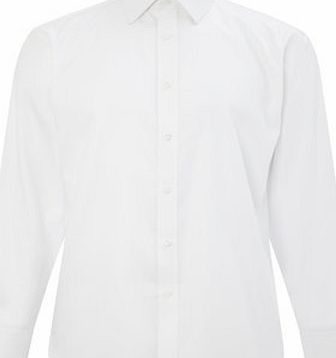 Bhs White Herringbone Easy Iron Point Collar Shirt,
