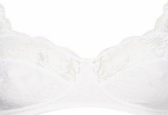 Bhs White Jacquard and Lace Non-Wired Bra, white