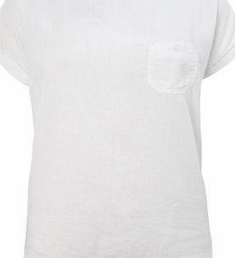 Bhs White Linen Blend Tee, white 3391800001