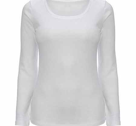 Bhs White Long Sleeve Scoop Neck Top, white 2424160306